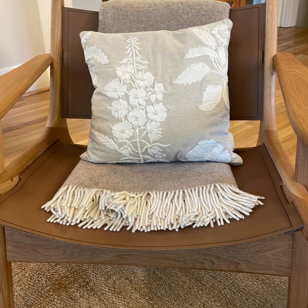 Pottery Barn Embroidered Floral Pillow Cover 17 x 17